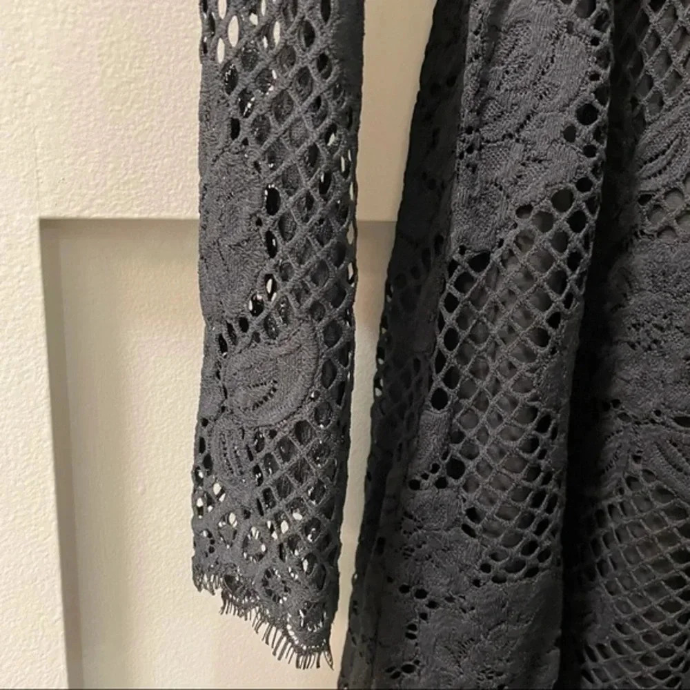 & Other Stories Long Sleeve Lace Detail Black Fit Flare Dress US 8 Black - Picture 4 of 11